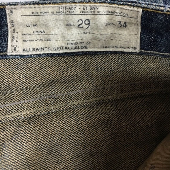 All Saints Distressed Skinny Jeans peyote pipe - Picture 7 of 8